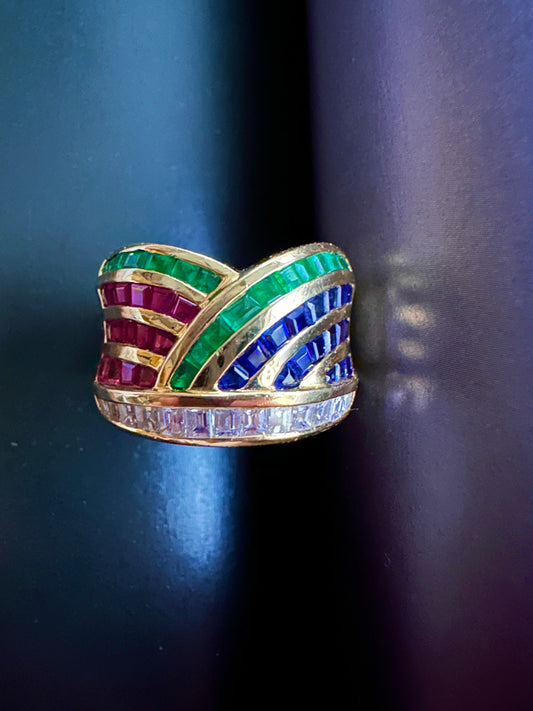 Vintage Statement Ring (diamonds, rubies, sapphires, emeralds)